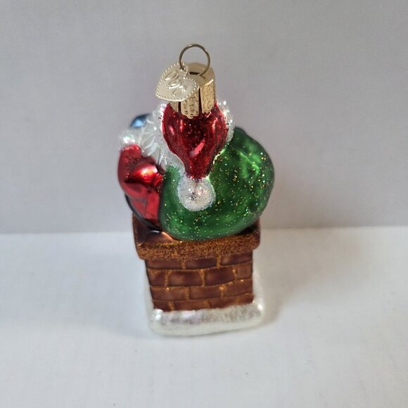 Old World Christmas Santa Stuck in Chimney Glass Blown Ornament Tree Gift Box - Picture 4 of 7